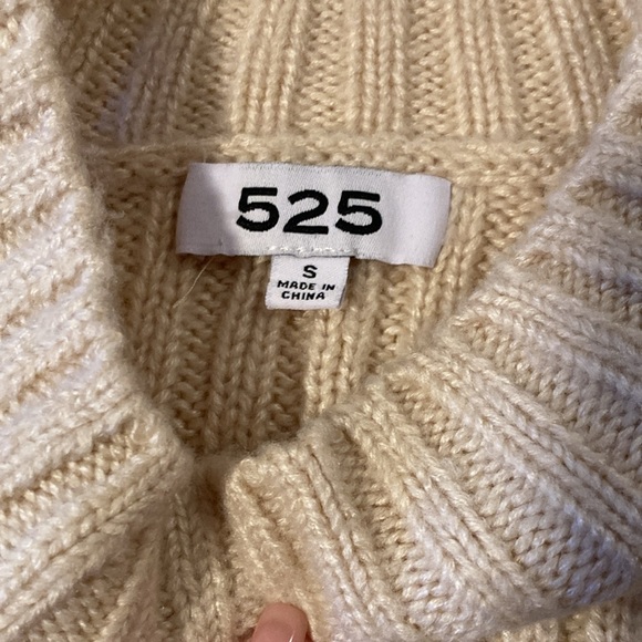 Revolve 525 America Braided Sleeve Cold Shoulder Sweater Beige Small - Picture 6 of 7